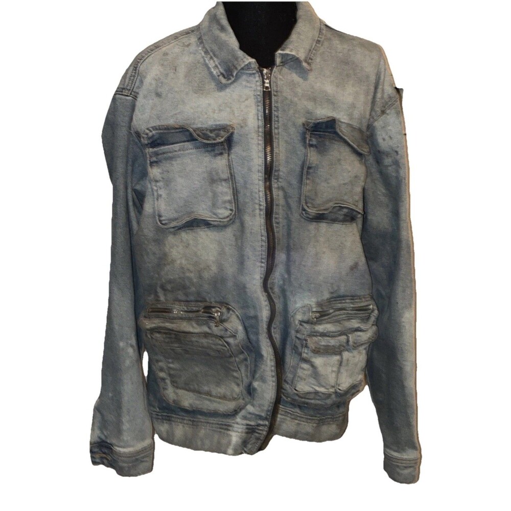 Fashion Nova Men Medium Blue Jean Heavy Jacket (Damaged)